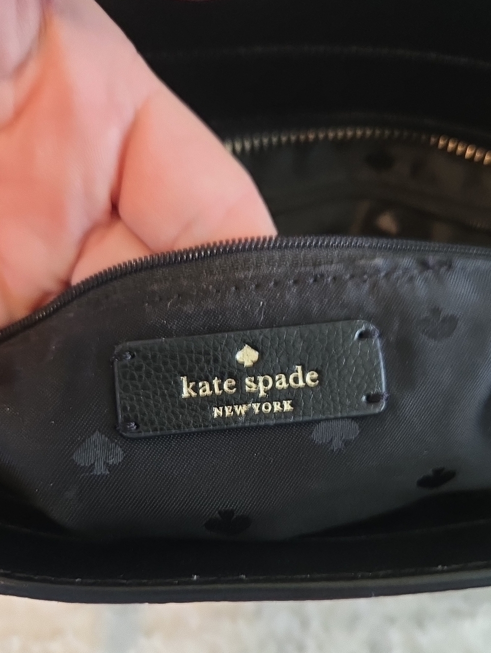 kate spade Black and White Leather Tote with Charm - Picture 9 of 10